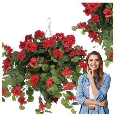Umělá kytice Griny červená pelargonie