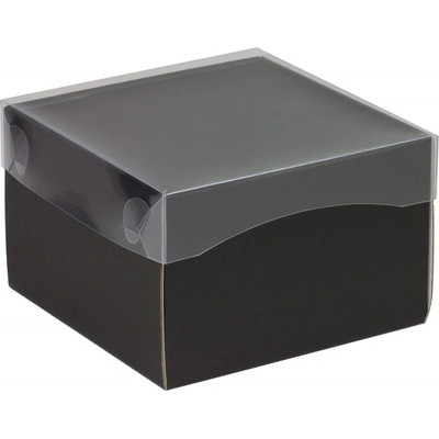 Dárková krabice s průhledným víkem 150x150x100 mm, černá