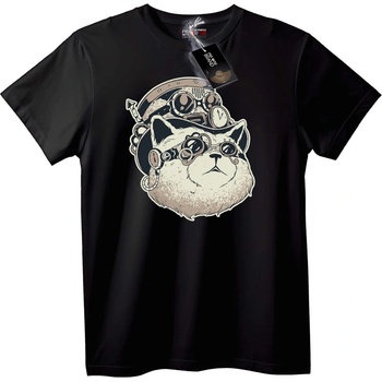 NOONEBRAND Тениска Стиймпанк Котка - 2XL, Black