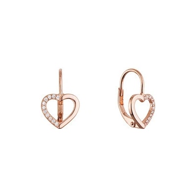 EVOLUTION GROUP CZ Pozlacené stříbrné náušnice srdce 11716.1 rose gold