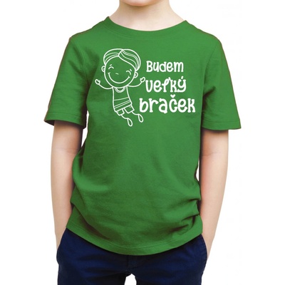 Fajntričko Kids detské tričko Budem veľký braček zelená