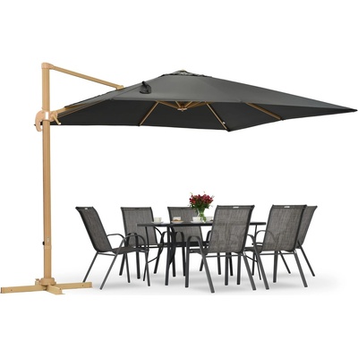Garden Point Градински чадър Siena 3x3m с покритие в цвят дърво и антрацит Garden Point (GAP1146)