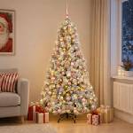 vidaXL Изкуствена коледна елха с топки 240 см 300 LED светодиода (3466659)