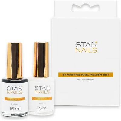 Sada Stamping nail polish Black and White, razítkovací laky - černý a bílý 15ml