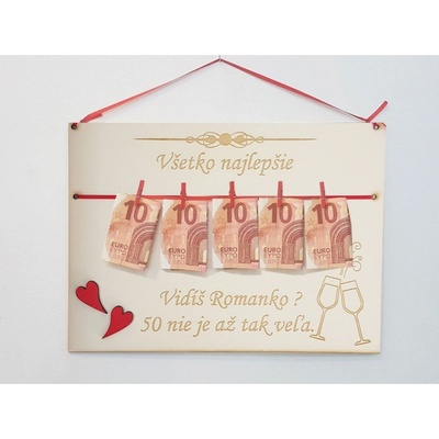 LYMFY | Drevená tabuľka 30x22cm vidíš 50 nie je až tak veľa | prírodné drevo