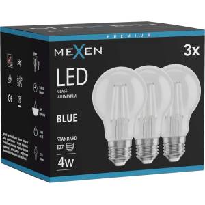 Mexen Vintis 3x LED нажежаема крушка E27, A60, 4W, 55 lm, синя - L150-E27-04XX-47x03 (L150-E27-04XX-47x03)