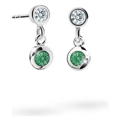 Danfil dětské náušnice C1537 z bílého zlata s kamínkem Emerald Green zapínání puzeta