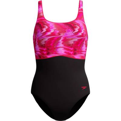 Speedo Дамски бански костюм Speedo Women's Print Contour Eclipse One Piece Swimsuit - Anthracite/Ruby - размер 42 (EU) (150-6095-0114)