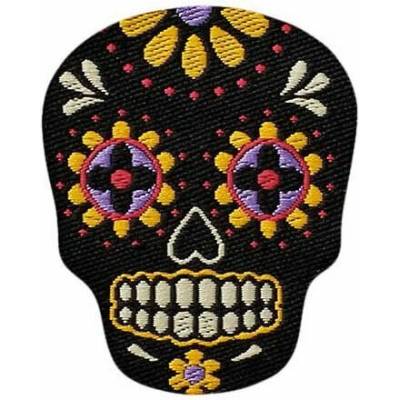 Nažehlovačka Monoquick - Lebka Los Muertos černo-žlutá 3,6 x 3 cm