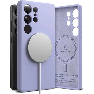 Ringke Liquid Silicone Magnetic Case - силиконов (TPU) калъф с MagSafe за Samsung Galaxy S25 Ultra (лилав)