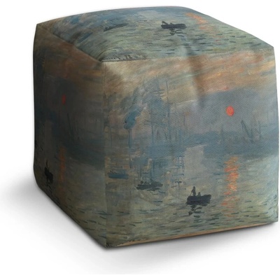 Sablio Taburet Kocka Imprese, východ slunce - Claude Monet: 40x40x40 cm