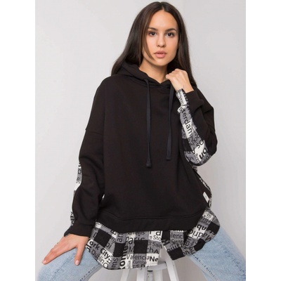Mikina FREYAH s BÍLÝM KÁROVÁNÍM RV BL 7312.14 WHITE černá