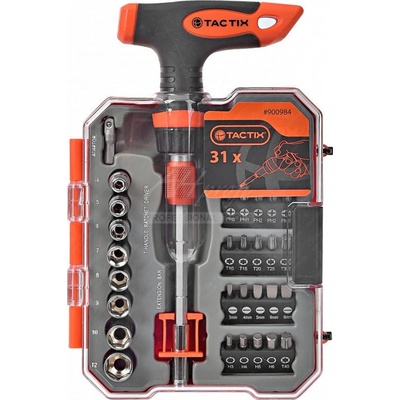 Sada bitov s T skrutkovačom TC900984 Tactix 31 ks