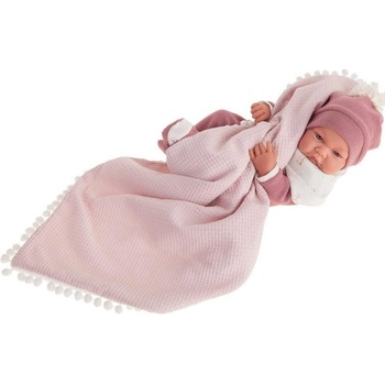 Antonio Juan Realistické miminko holčička Nica na dečce s bambulkami