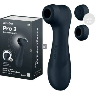 Смарт клитор стимулатор с допълнителна приставка - Pro 2 Gen. 3 Black (SATISFY414)