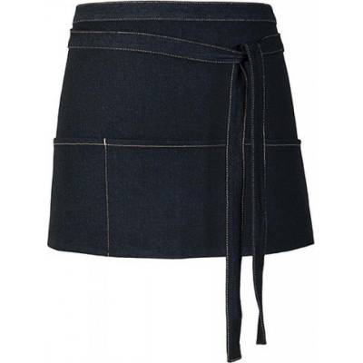 Link Kitchen Wear Džínová koktejlová gastro zástěra se třEma kapsama Černá X991