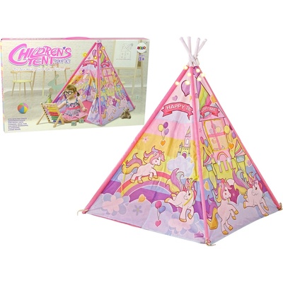 Lean Toys Detský stan teepee ružový s jednorožcami