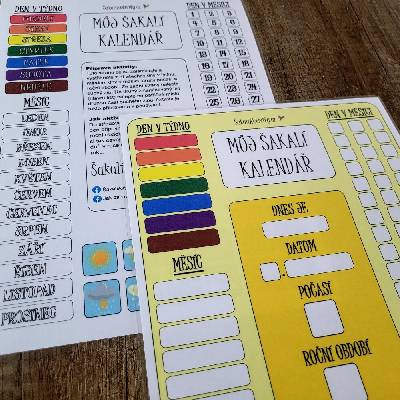 Můj Šakalí kalendář Provedení: Polotovar - tištěný + laminovaný + potřebné doplňky, Barva: Žlutá