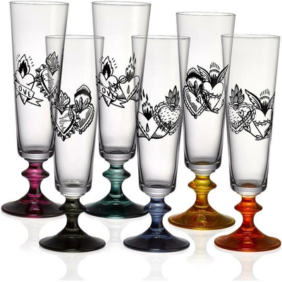 Crystalex poháre na šampanské Hard Heart 6 x 205 ml