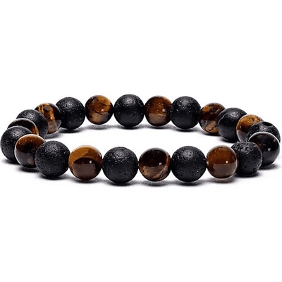 Milujeme Kameny Lávový kámen a tygří oko - náramek kulička NKT1140
