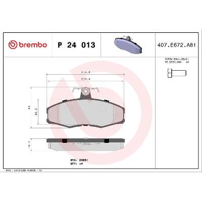 BREMBO Sada brzdových platničiek P24 013