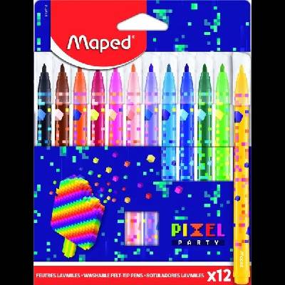 Maped MAPED: Комплект флумастери Pixel Party, миещи се - 12 броя (IMA845413)