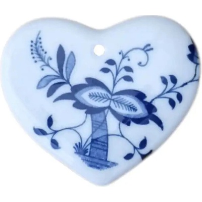Cibulák vianočná ozdoba srdce 6,5 cm originál český porcelán Dubí