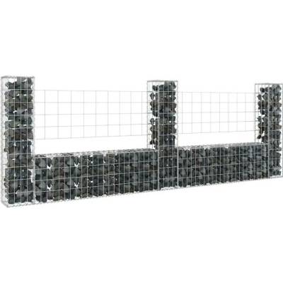 zahrada-XL Gabionový koš ve tvaru U se 3 sloupky železo 260 x 20 x 100 cm