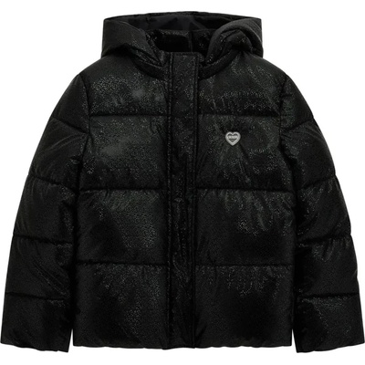 GUESS Късо зимно яке за момиче в черен цвят с лъскав плат Guess