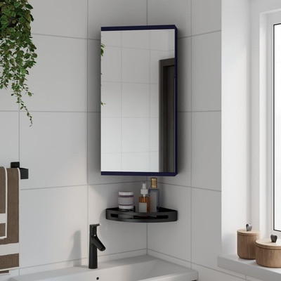 vidaXL Ъглов шкаф с огледало за баня сив 30x24x60 см (357978)