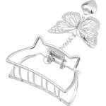 HARAHU Щипка за коса Butterfly - Сребриста / Тип4 KP30635