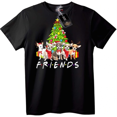 NOONEBRAND Тениска Приятели Коледни Кучета - 2XL, Black