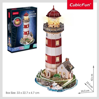 CubicFun Пъзел 3D Морски фар Lighthouse Night Edition 72ч. с LED светлини (1010174F)
