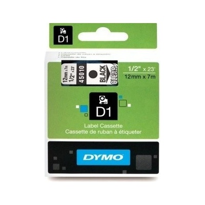 Dymo D1 45010, S0720500, 12mm x 7m čierna tlač / priehľadný podklad, originálna páska