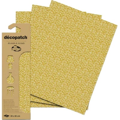 Décopatch Papír 3 ks Zlatý s bílými lístečky