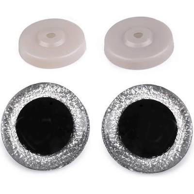 Bezpečnostní oči 40mm glitrové stříbrné (1pár)