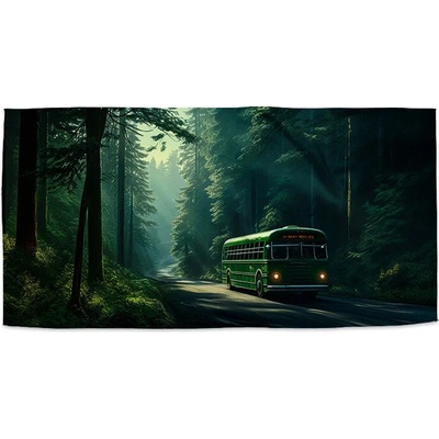 Sablio Uterák Zelený autobus v lese 50 x 100 cm