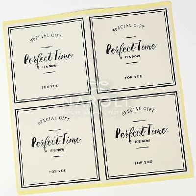 Samolepky hranaté, biele – Perfect Time, 4 ks
