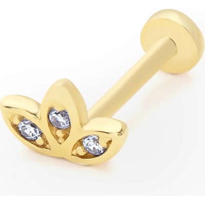 Lillian Vassago Zlatý piercing labreta květ lotosu se zirkony LLV92-GPI019LB