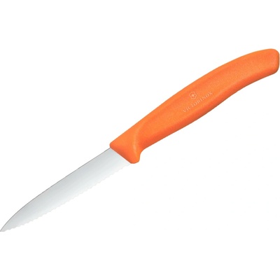Victorinox Swiss Classic kuchynský nôž na zeleninu 8 cm - zúbkovaný, oranžový 6.7639.C1