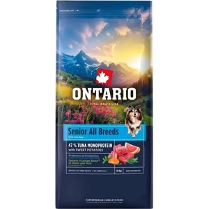 ONTARIO Онтарио Сениор Всички Породи Монопротеин Туна и Сладки Картофи 12 кг