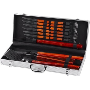 Strend Pro Sada 16-dílná grilovací nářadí v Alu kufříku BBQ 2212061 dřevo+nerez
