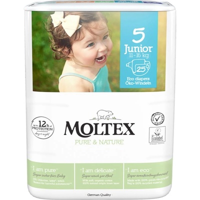 Moltex Pure & Nature Junior Size 5 еднократни ЕКО пелени 11-16 kg 25 бр