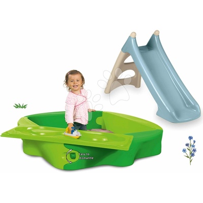 Smoby Set šmykľavka s vodnou hrou a pieskovisko Sandy s krytom XS Slide Blue Life 90 cm