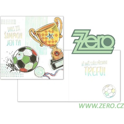 Přání s textem narozeninové + obálka - fotbal