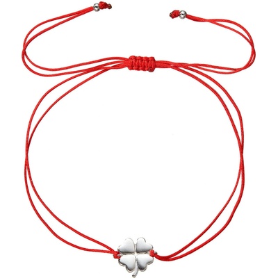 Pavona Kabbalah náramek se stříbrným čtyřlístkem 13047.3 red