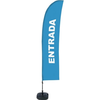 Jansen Display Beach Flag Budget Wind Complete Set Entrance Blue Spanish ECO, 1010 x 4305 mm