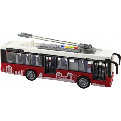 Teddies Autobus/trolejbus plast 28cm na setrvačník na bat. se světlem se zvukem