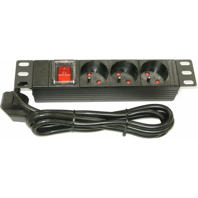 XtendLan ZASUVKA3-10 Rozvodný panel, 10", 3x 230V, ČSN, vypínač, kabel 1,8m, černý ZASUVKA3-10