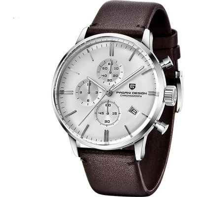 Pagani Design Мъжки часовник Pagani Design Larith, Кварцов, Естествена кожа, Хронограф, Кафяв / Сребрист (PD-2720K-BROWN-SILVER)